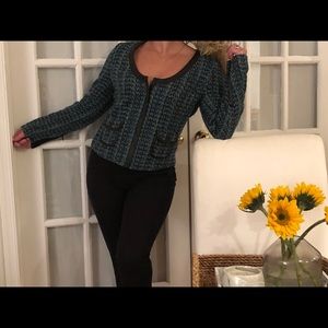 Hinge Tweed and Leather Coat/Jacket